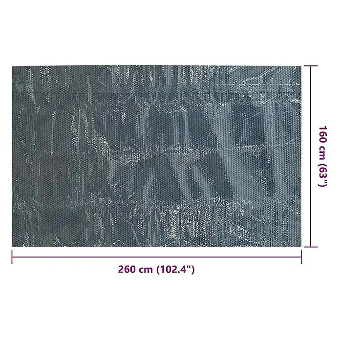 VidaXL Bodenschutzplane - Passend für: Rechteckiges Schwimmbecken, L x B: 260 x 160 cm, Material: Kunststoff - Dunkelgraue rechteckige Pool-Solarabdeckung mit Blasenstruktur. Maße 260x160 cm.