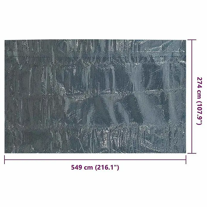 vidaXL Solarfolie für Pool Schwarz 549 x 274 cm Polyethylen -  - Rechteckige, graue Solar-Poolabdeckung mit Noppenstruktur, 549 x 274 cm groß.
