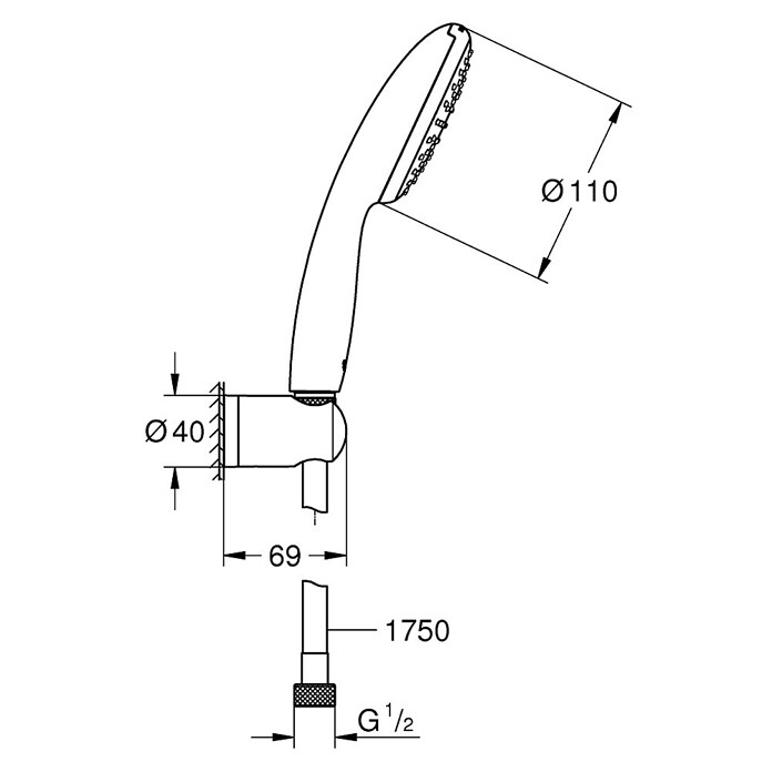 Grohe Ručna tuš slušalica Vitalo Start 110  (Srebrna, 110 mm, ½″) | BAUHAUS