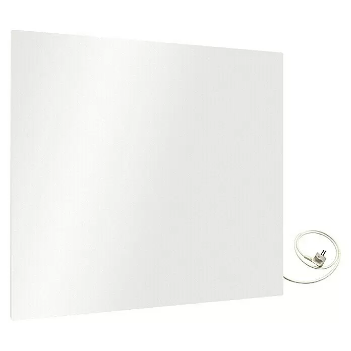 Admiral Radiador metálico por infrarrojos - 600 x 600 mm, 365 W, Blanco - Panel calefactor blanco rectangular con superficie texturizada, con cable de alimentación y enchufe.
