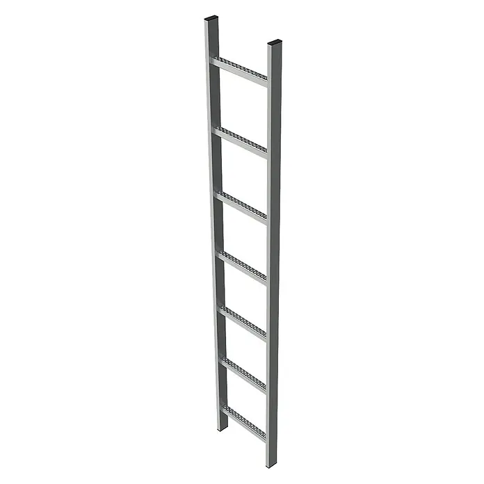 Zarges Schachtleiter 300mm lichte Breite 7 Sprossen Stahl verzinkt -  - Silbergraue Metallleiter mit rutschfesten Sprossen.