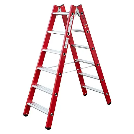 Iller Leiter  Stehleiter Kunststoff GFK Steh mit Aluminium Stufen 2x12 Stufen