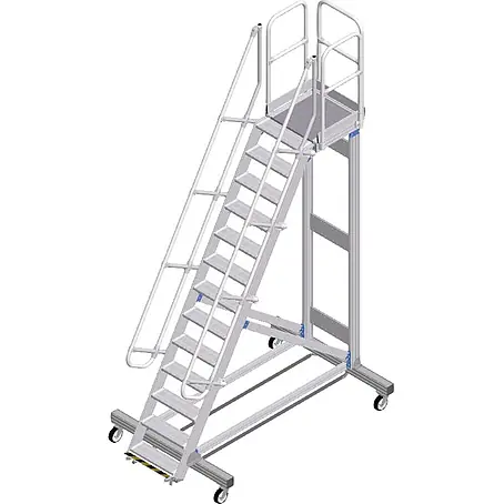 Zarges Plattformtreppe 60° mit Ergo-Stop, 600mm Stufenbreite 13 Stufen