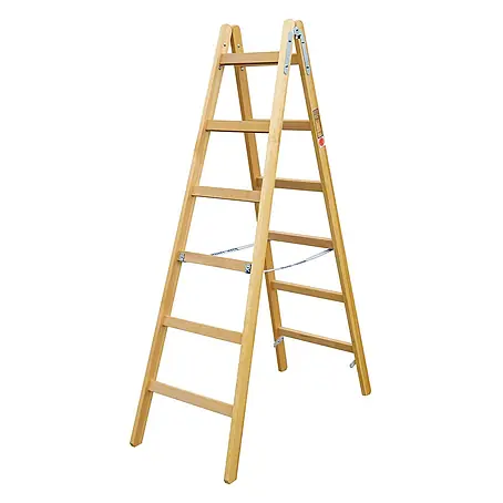 Iller Leiter  Stehleiter Holz Steh Classic mit Eimerhaken 2x5 Sprossen