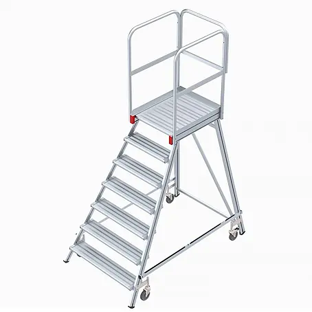 Euroline  Podestleiter Premium 515 Mobile Podesttreppe einseitig 7 Stufen