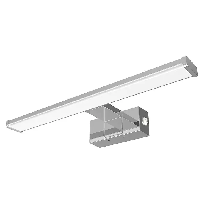 kalb LED Spiegelleuchte 50cm 4000K Chrom mit Schalter -  - Moderne, silberne Spiegelleuchte mit langem, linearem Design und integriertem Schalter am Chromsockel.
