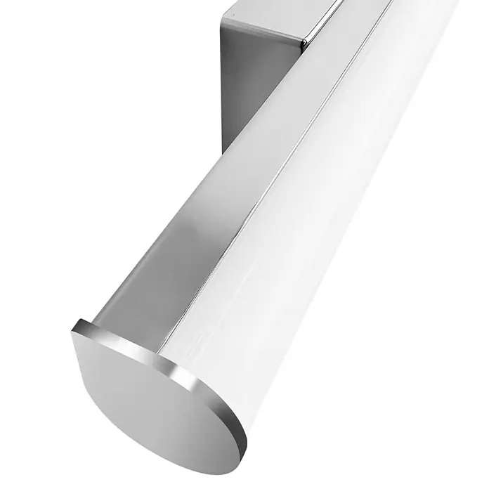 kalb LED Spiegelleuchte 30cm 3000K Chrom Rund -  - Moderne lineare LED-Leuchte mit silberfarbenen Metallakzenten und einem mattweißen Diffusor.