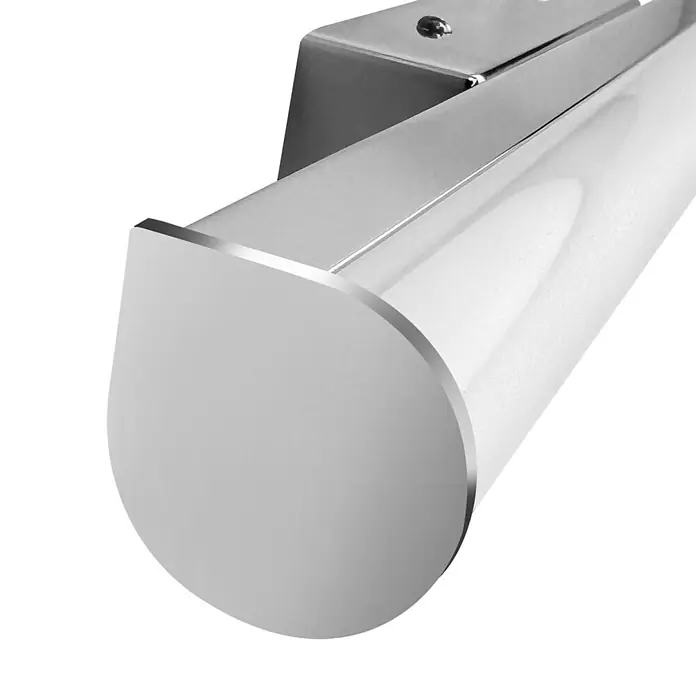 kalb LED Spiegelleuchte 40cm 3000K Chrom Rund -  - Verchromte Endkappe auf mattweißer zylindrischer Leuchte.