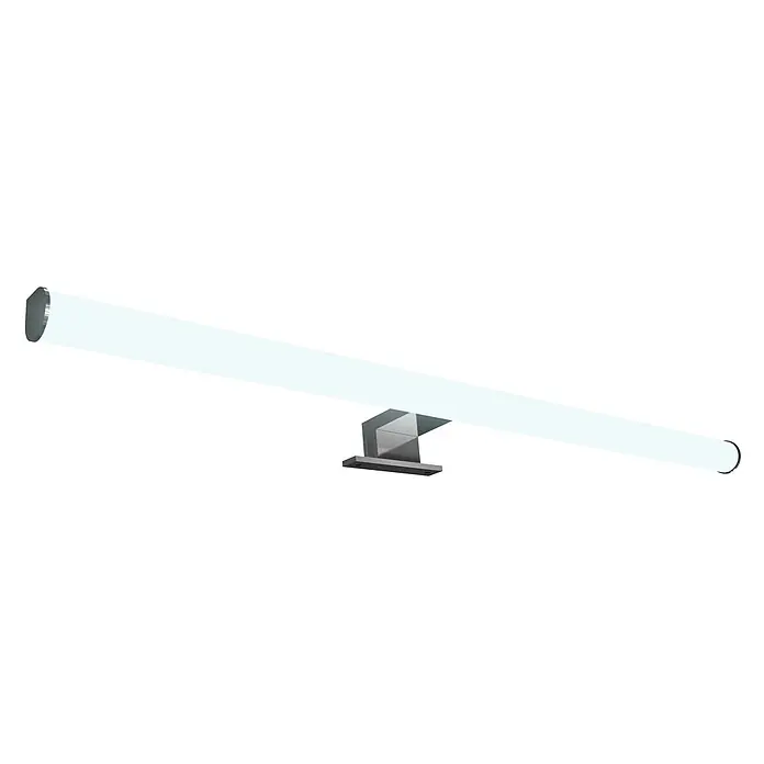 kalb LED Spiegelleuchte 60cm 4000K Chrom Tropfenform -  - Lineare Leuchte mit lichtdurchlässigem Rohr, gehalten von einer zentralen Metallhalterung.
