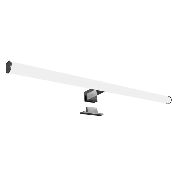 kalb LED Spiegelleuchte 60cm 4000K Chrom Tropfenform -  - Lineare LED-Spiegelleuchte mit transluzentem weißen Diffusor und silber-chromfarbenen Endkappen, mit zweiteiliger silber-chromfarbener Magnethalterung.