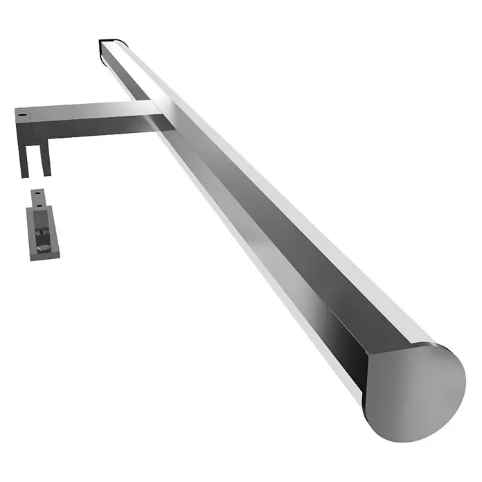 kalb LED Spiegelleuchte 30cm 3000K Chrom Tropfenform -  - Glänzender, silberfarbener Metallbügel mit Wandhalterungen, wahrscheinlich ein Handtuch- oder Haltegriff.