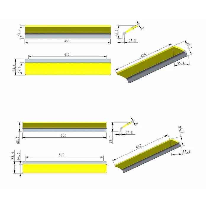kalb LED Spiegelleuchte WhiteWave 60cm 4000K Chrom -  - Gelb-graues Sicherheitsprofil mit Maßen, in zwei Längen erhältlich.