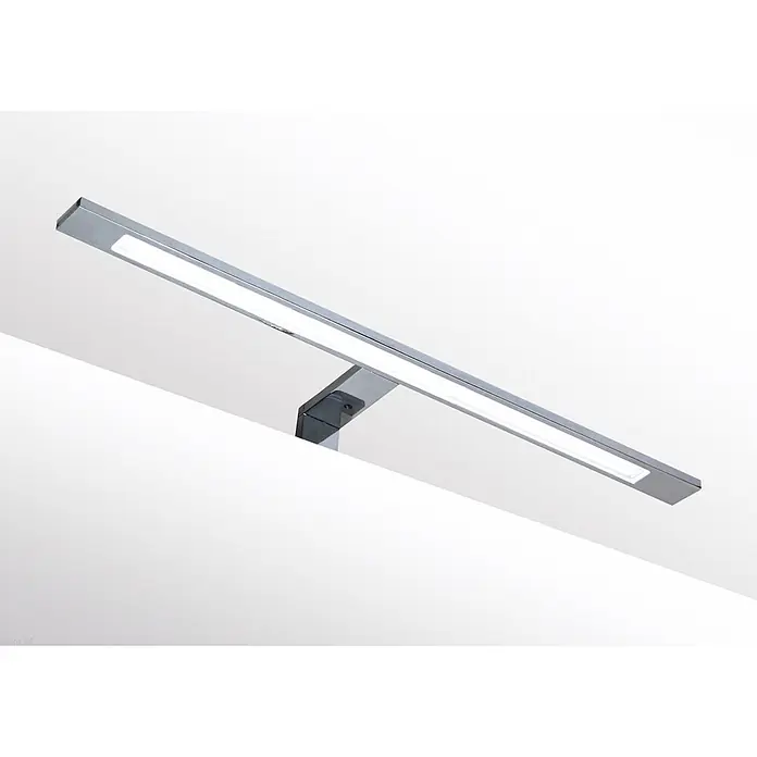 kalb LED Spiegelleuchte 60cm 3000K Silbergrau 3in1 Montage -  - Schlanke silberfarbene lineare LED-Leuchte, an der Wand montiert.