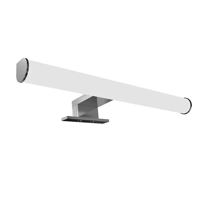 kalb LED Spiegelleuchte 30cm 3000K Chrom Tropfenform -  - Moderne silber-weiße LED-Spiegelleuchte mit langem horizontalem Diffusor.