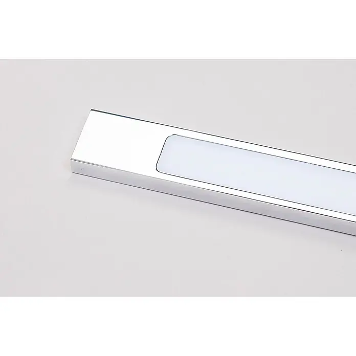 kalb Material für Möbel LED-Spiegelleuchte Innen - 9,6 W, L x B x H: 45 x 3,5 x 11 cm, Chrom - Silberne LED-Lichtleiste mit matter, weißer Abdeckung für gleichmäßige Beleuchtung.