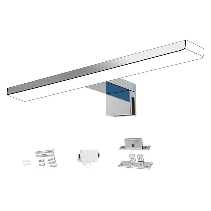 kalb LED Spiegelleuchte Aurinko 30cm 4000K Chrom -  - Moderne, verchromte LED-Spiegelleuchte in stabförmigem Design, mit gebogenem Arm und Montagezubehör.