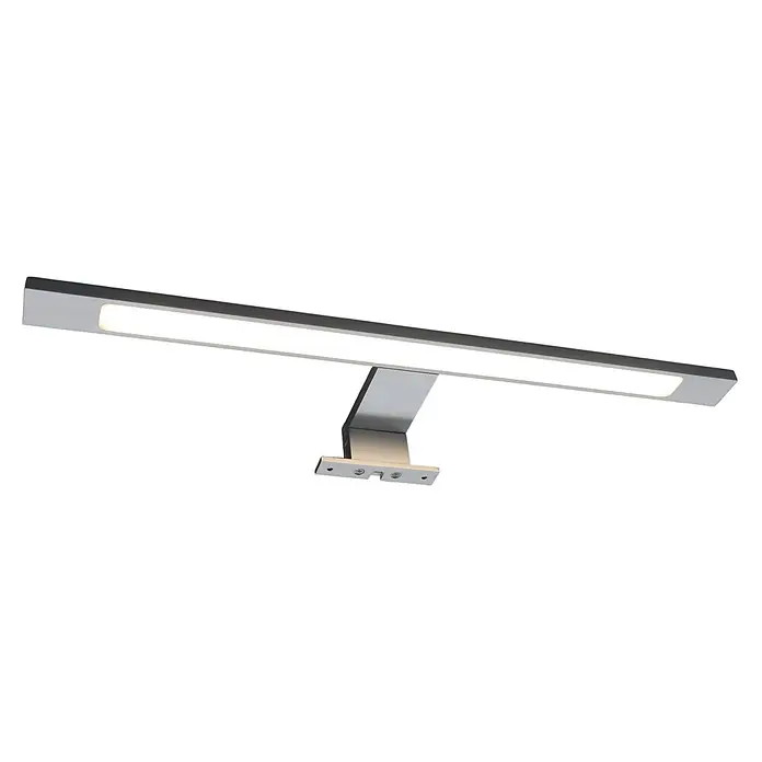 kalb LED Spiegelleuchte 45cm 3000K Silbergrau 3in1 Montage -  - Moderne lineare LED-Wandleuchte aus silbernem Metall, ideal für Spiegel oder Bilder.