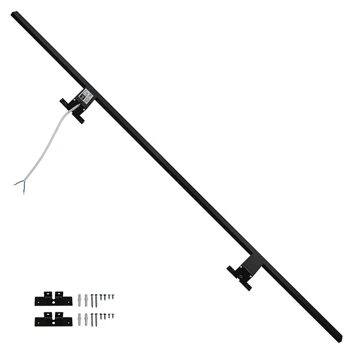 kalb LED Spiegelleuchte Spectraline 120cm 4000K Schwarz -  - Schwarze LED-Linearleuchte mit Stromkabel und Montagehalterungen, ergänzt durch zusätzliches Befestigungszubehör.