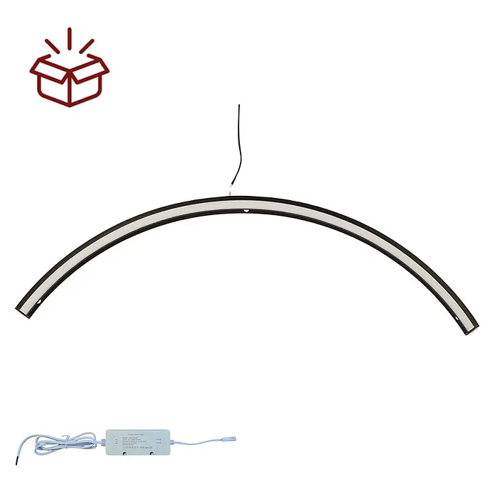 kalb LED Spiegelleuchte CURVIA Ø 60cm 4000K Schwarz -  - Gekrümmtes schwarzes LED-Lichtprofil mit integriertem weißem Lichtband und separatem weißem Netzteil.
