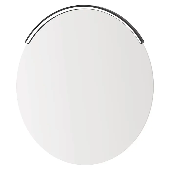 kalb LED Spiegelleuchte CURVIA Ø 60cm 4000K Schwarz -  - Kreisförmiges weißes Tablett mit einem schwarzen und silbernen, gewölbten Griff oben.