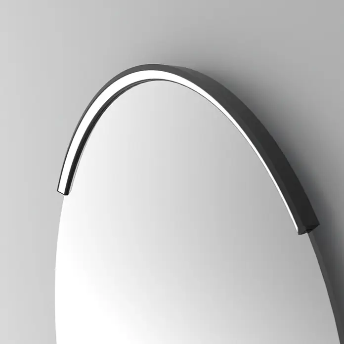 kalb LED Spiegelleuchte CURVIA Ø 60cm 4000K Schwarz -  - Ovaler Spiegel mit elegantem, gewölbtem Metallrahmen oben.