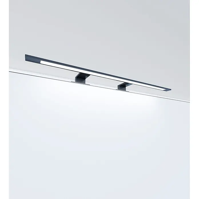 kalb LED Spiegelleuchte 74cm 3000K Schwarz 3in1 Montage -  - Anthrazitfarbene lineare LED-Wandleuchte mit doppelter Beleuchtung, über einer Oberfläche montiert.