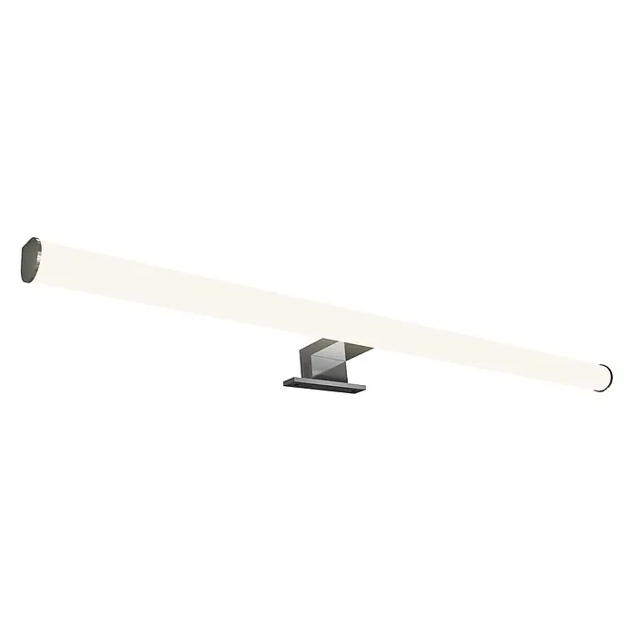 kalb LED Spiegelleuchte 60cm 3000K Chrom Tropfenform -  - Wandmontierte lineare Leuchte mit weißem Diffusor und silberfarbenem Metallhalter.