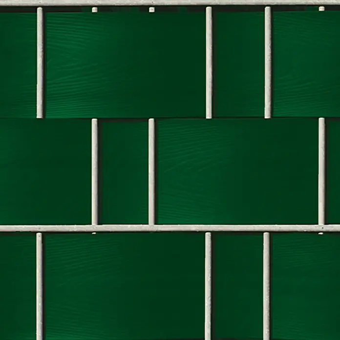 Videx Sichtschutzstreifen - Grün, 2 Stk., 200 x 9,5 cm - Detailaufnahme eines grünen Sichtschutzzauns mit silbernen Streben, ideal für Garten und Terrasse.