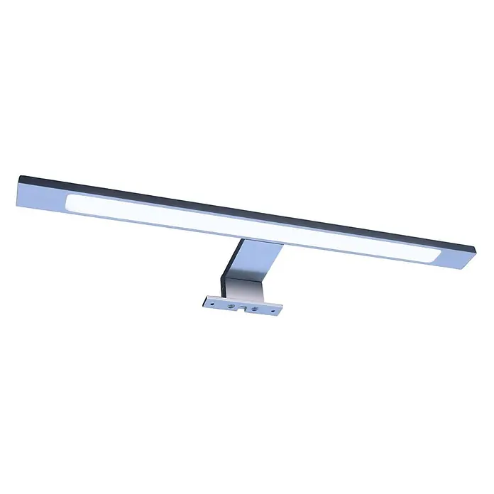 kalb LED Spiegelleuchte 45cm 4000K Silbergrau 3in1 Montage -  - Lineare LED-Spiegelleuchte mit silbernem Metallfinish und weißer Lichtplatte, an einer Wandhalterung montiert.