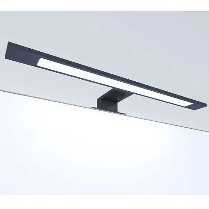 kalb LED Spiegelleuchte 45cm 3000K Schwarz 3in1 Montage -  - Dunkelgraue lineare LED-Wandleuchte, über einer Oberfläche montiert.