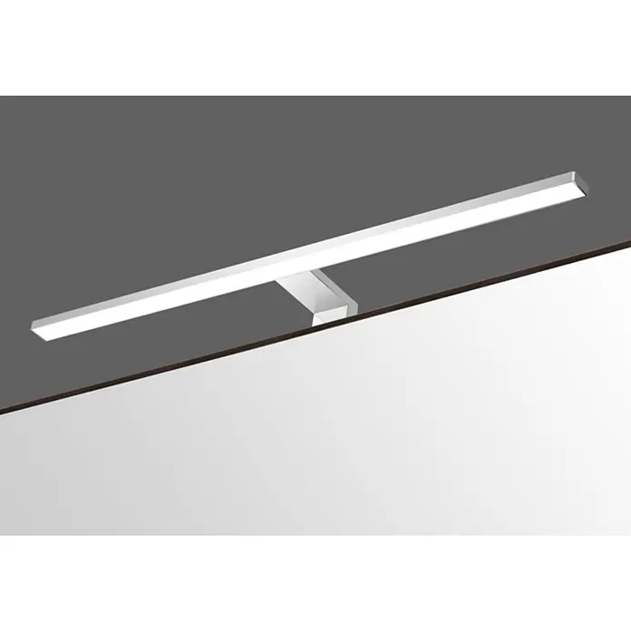 kalb LED Spiegelleuchte 60cm 4000K Chrom -  - Silberne lineare LED-Spiegelleuchte, über einem Spiegel montiert.
