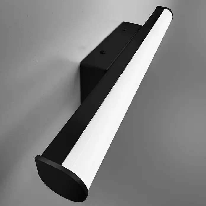kalb LED Spiegelleuchte 30cm 4000K Schwarz Rund -  - Schwarze wandmontierte lineare Leuchte mit weißem Diffusor.
