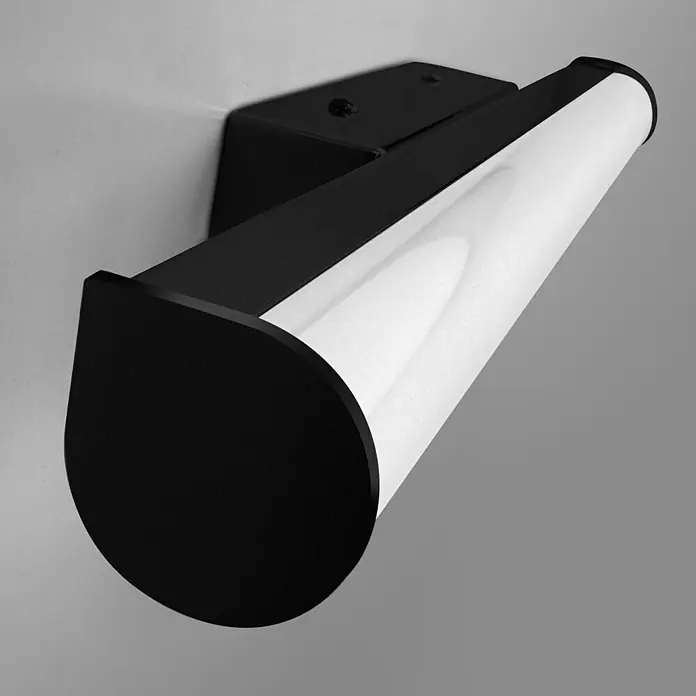 kalb LED Spiegelleuchte 30cm 4000K Schwarz Rund -  - Schwarze Wandleuchte mit weißem zylindrischem Lichtdiffusor.