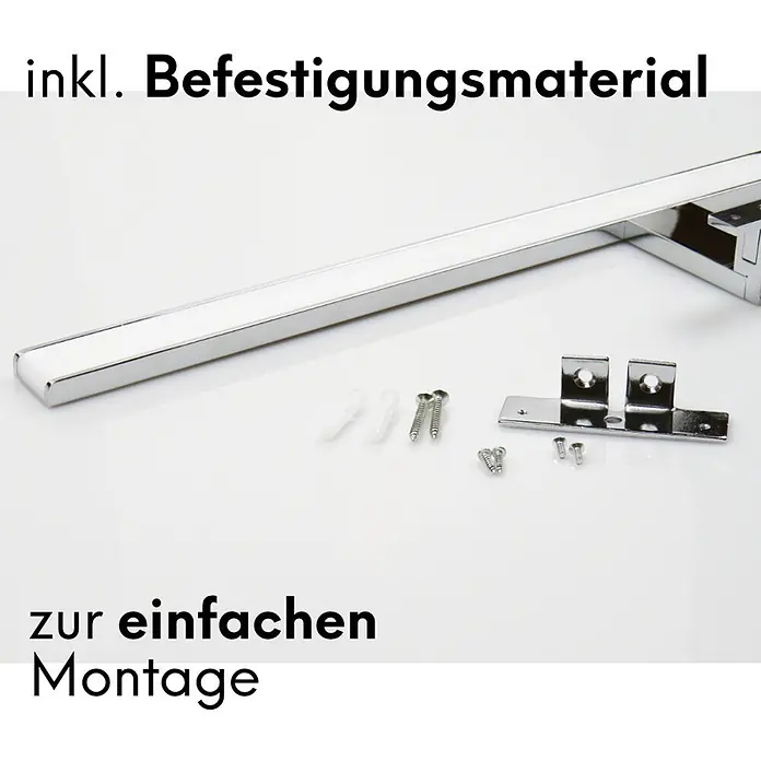 kalb LED Spiegelleuchte 45cm Chrom 3 Lichtfarben -  - Verchromtes LED-Profil mit Montagematerial: Schrauben, Dübel und Halterungen zur einfachen Installation.