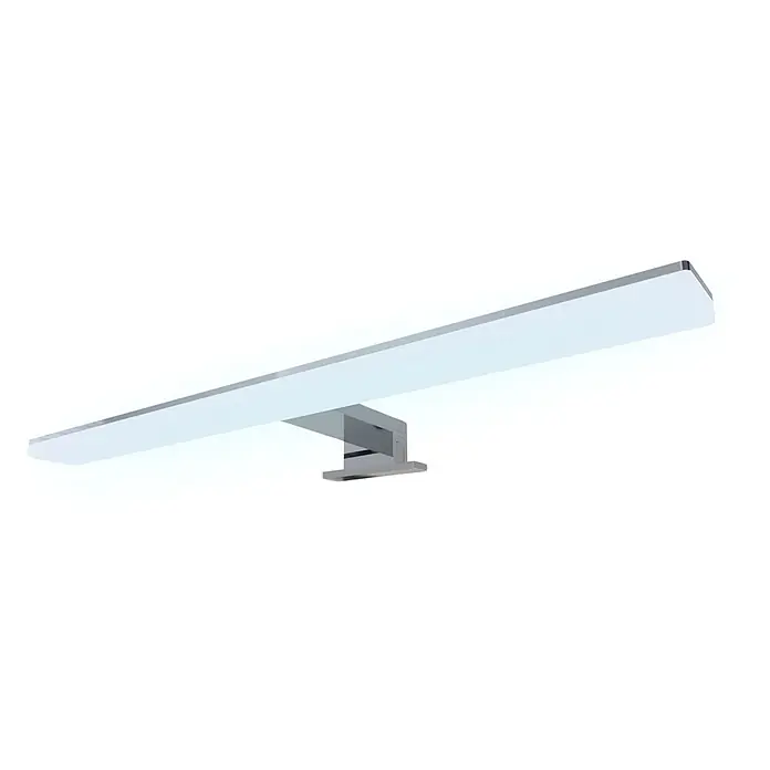 kalb LED Spiegelleuchte Selma 45cm 4000K Silbergrau 2in1 Montage -  - Moderne wandmontierte LED-Leuchte mit Chromhalterung und langer, rechteckiger weißer Lichtfläche.