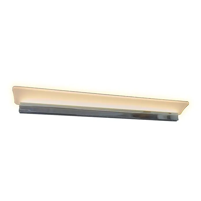 kalb LED Spiegelleuchte WhiteWave 60cm 3000K Chrom -  - Moderne Wandleuchte mit lichtdurchlässigem beigefarbenem Diffusor und glänzendem dunkelgrauem Metallsockel.