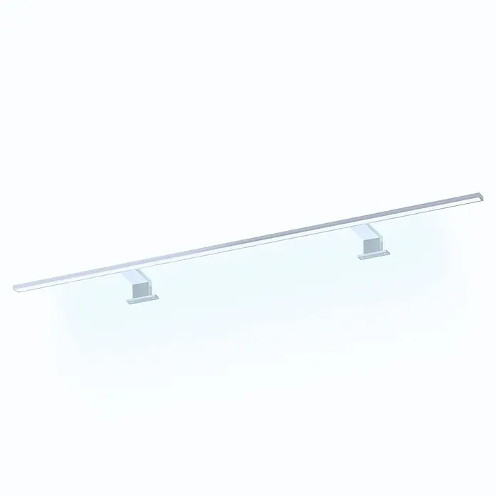 kalb LED Spiegelleuchte Spectraline 120cm 4000K Silbergrau -  - Lange, silberne LED-Lichtleiste mit zwei Halterungen, strahlt helles, kühles weißes Licht aus.