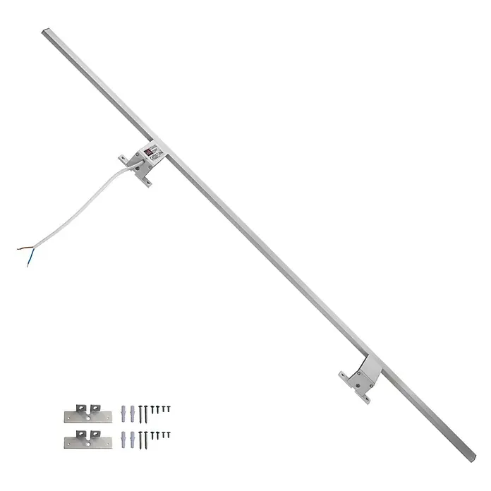 kalb LED Spiegelleuchte Spectraline 120cm 4000K Silbergrau -  - Silberne lineare LED-Lichtleiste mit Befestigungshaltern und Stromkabel. Separate Montageteile (Halterungen, Schrauben, Dübel) enthalten.