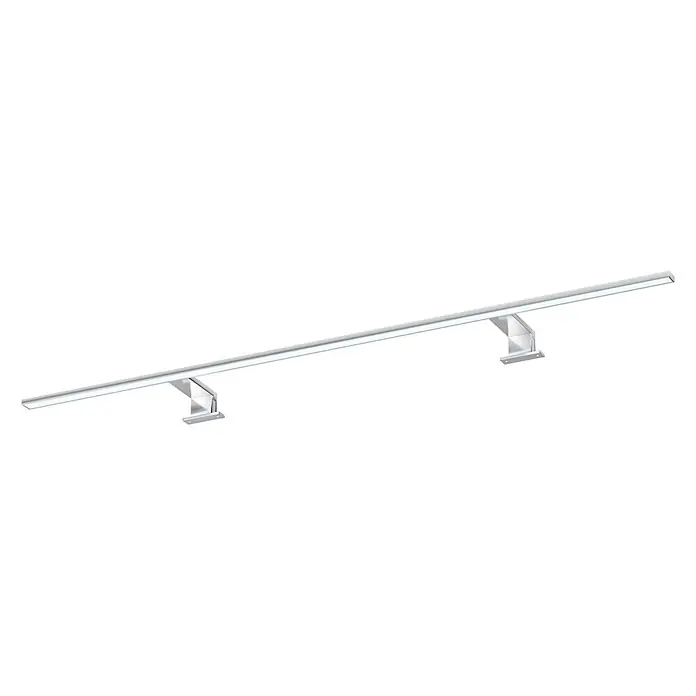 kalb LED Spiegelleuchte Spectraline 120cm 3000K Chrom -  - Silberfarbene, lineare LED-Leuchte mit zwei Montagehalterungen, die hellweißes Licht abstrahlt.