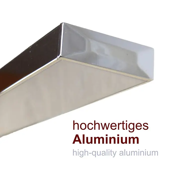kalb LED Spiegelleuchte 60cm 3000K Chrom -  - Ein silbernes, rechteckiges Profil aus hochwertigem Aluminium.