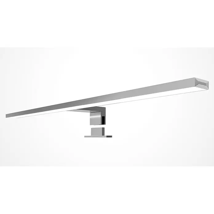 kalb LED Spiegelleuchte 60cm 3000K Chrom -  - Moderne silberfarbene lineare LED-Leuchte auf rechteckigem Sockel montiert.
