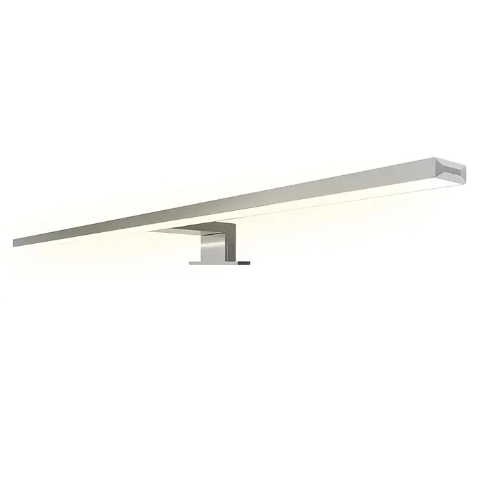 kalb LED Spiegelleuchte 60cm 3000K Chrom -  - Schlanke, rechteckige silberne LED-Wandleuchte mit gebürsteter Oberfläche.