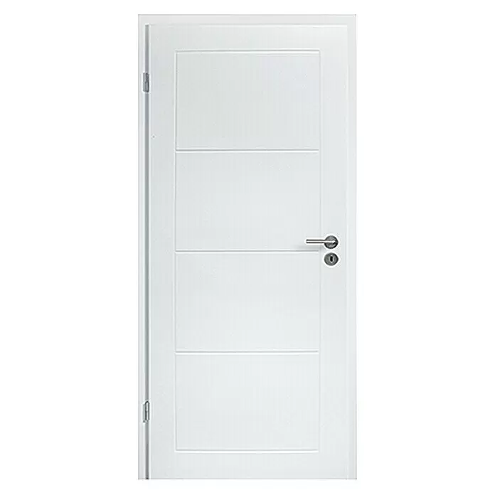 Kilsgaard Zimmertür Lines II - 985 x 1.985 mm, DIN Anschlag: Links, Weiß lackiert, ähnlich RAL 9010, Röhrenspan