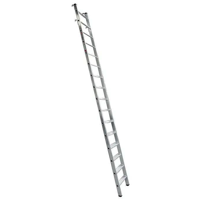 Euroline Premium 30182 Alu-Regalleiter mit 16 Stufen -  - Silberne Aluminium-Ausziehleiter mit Haken.