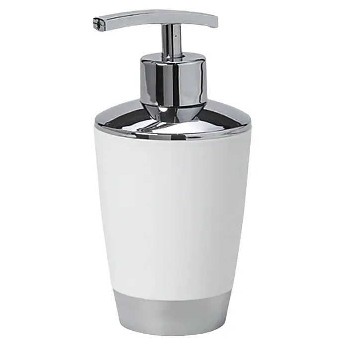 Venus Milano Dispensador de jabón - Plástico, Blanco - Este elegante dispensador de jabón en blanco y cromo es un punto de atracción en cualquier baño y garantiza una limpieza higiénica.