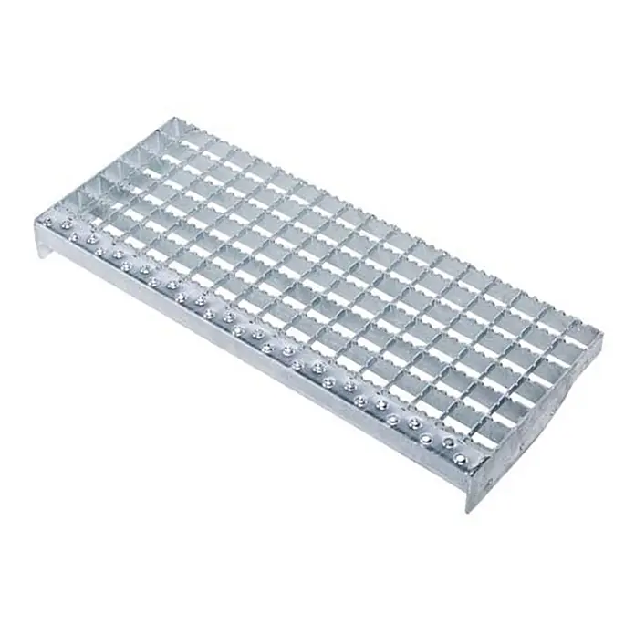 Zarges Treppenpodest 60° 1000mm Stufenbreite 4 Stufen -  - Verzinkte Metallgitterstufe mit rutschhemmenden Noppen und Endhalterungen.