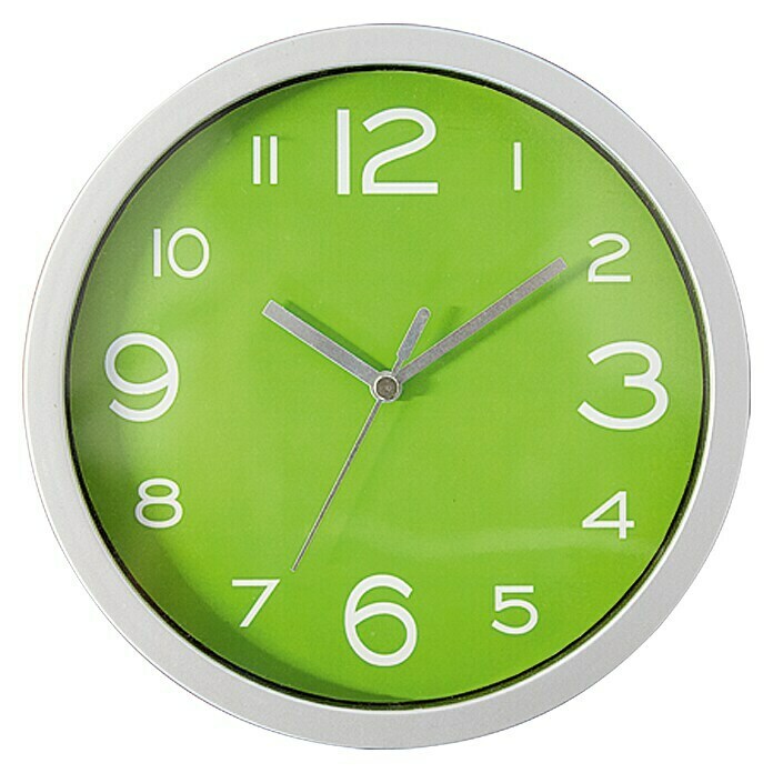 Okrugli zidni sat (Srebrna/zelena, Promjer: 20 cm)