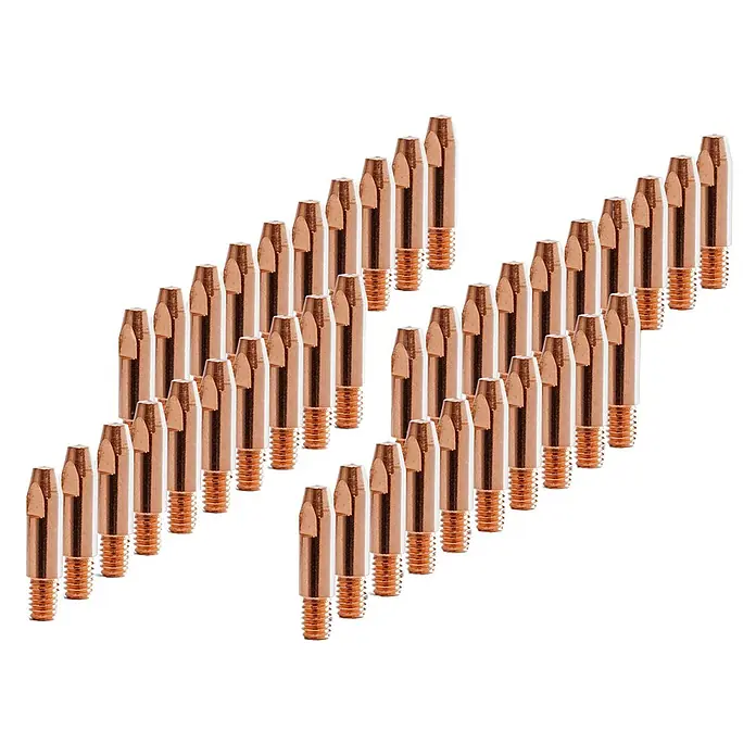 STAHLWERK 40 x Stromdüsen AK25 MB25 Kontaktdüsen M6x28 0,8 mm MIG MAG -  - Kupferfarbene MIG-Schweißkontaktspitzen mit Gewindeenden.