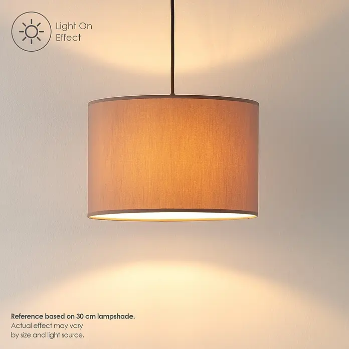 Home Sweet Home Lampenschirm Bling - Ø x H: 25 x 19 cm, Funghi, Baumwolle, Rund - Beleuchteter beiger Stoff-Trommelschirm, der warmes Licht nach oben und unten wirft.