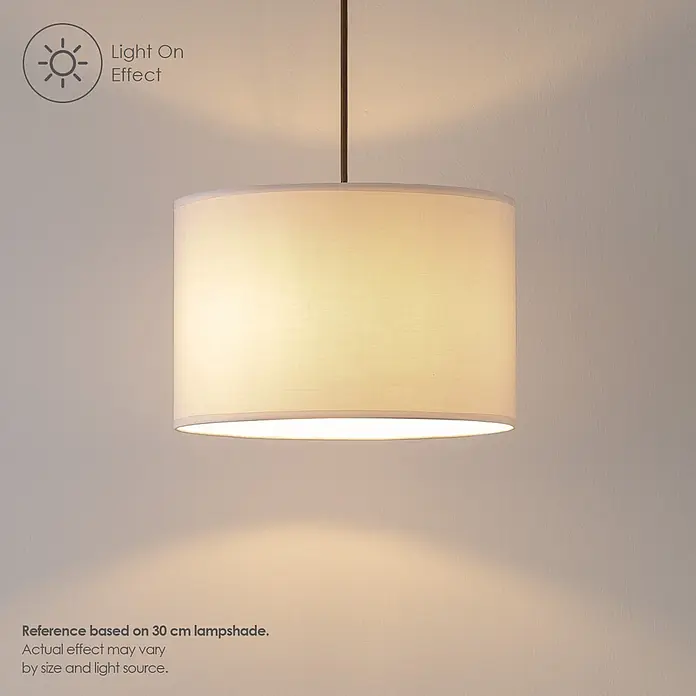 Home Sweet Home Lampenschirm Bling - Ø x H: 16 x 15 cm, Pure White, Baumwolle, Rund - Zylindrischer Stoff-Lampenschirm, creme/beige, beleuchtet, zeigt den Licht-Ein-Effekt.